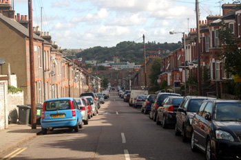 Ashton Road with Saint Mary's - presumably Joseph Adams' destination - September 2009